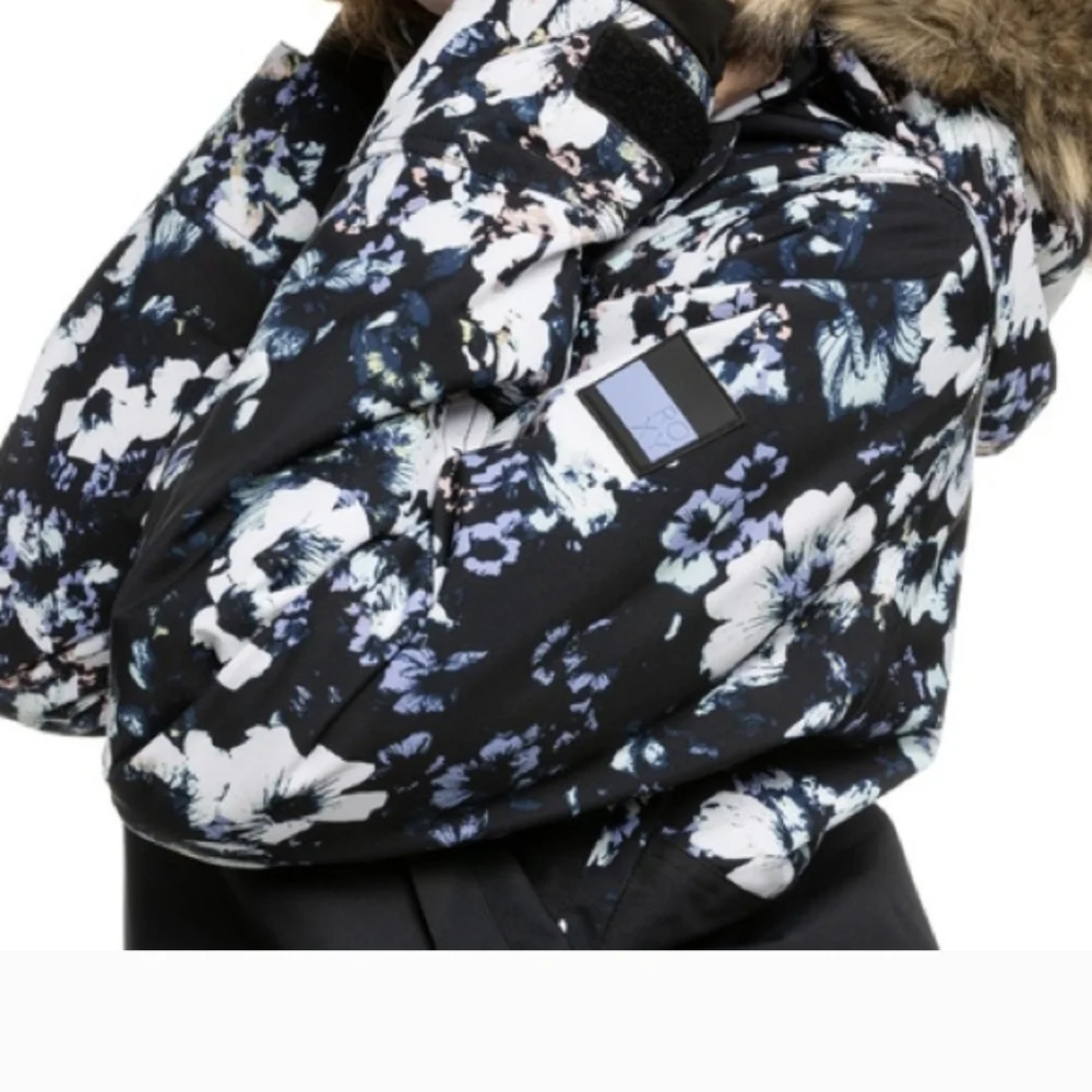 Roxy Shelter Jacket Black Floral Print Snow Anorak Style Pullover XS - Picture 7 of 7